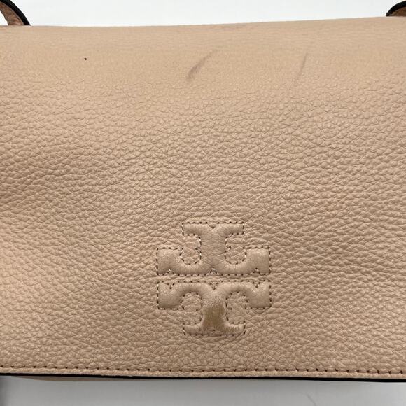 TORY BURCH Leather Thea Crossbody Bag, Beige - Picture 10 of 10